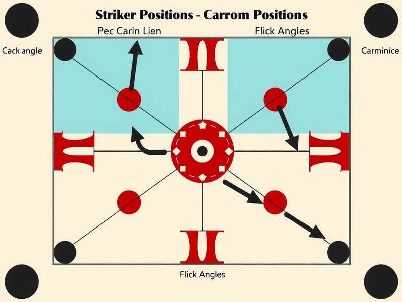 Carrom Pro strategy guide showing optimal striker positions and flick angles
